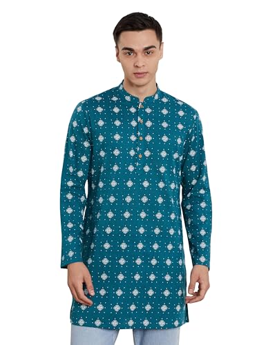 Image of Amazon Brand - Symbol Men's 100% Cotton Everyday Mid Length Casual Kurta - Regular Fit (Available in Plus Sizes)