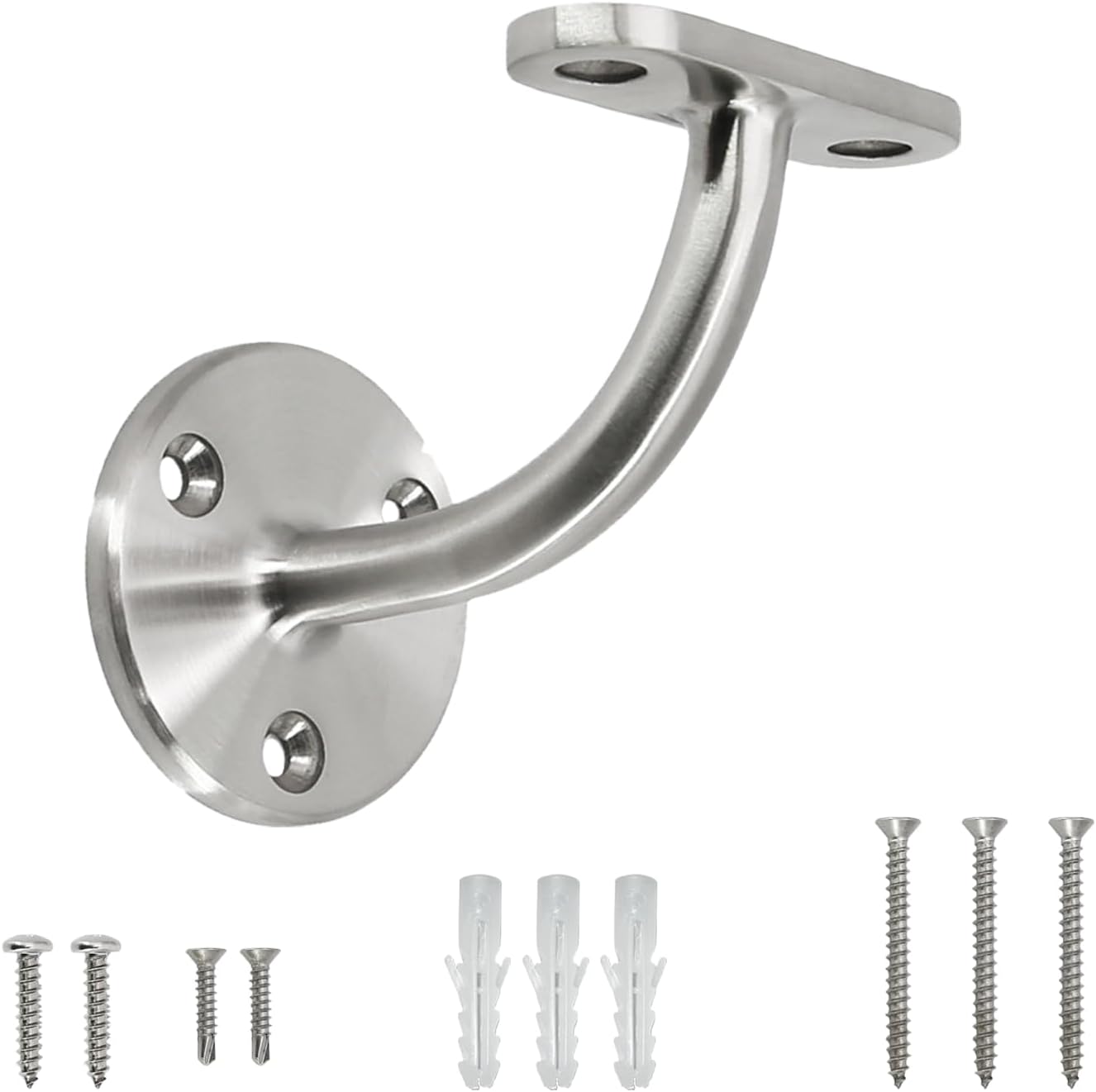Stainless Steel 316 Marine Grade Wall Mount Handrail Bracket for Wood & Metal Stair Railing, Support Flat Surface Square Tube (Satin Gold Finish)