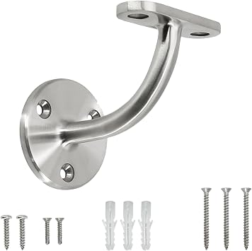 Stainless Steel 316 Marine Grade Wall Mount Handrail Bracket for Wood & Metal Stair Railing, Support Flat Surface Square Tube Satin Brushed Finish