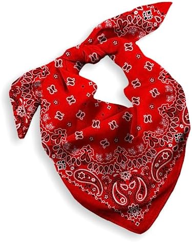 Gift Packaging Bandana for Men Women - 100% Cotton, Paisley, 22x22 In, 1 Pack - Large Bandanna Handkerchief Cowboy Hanky, Red, Large