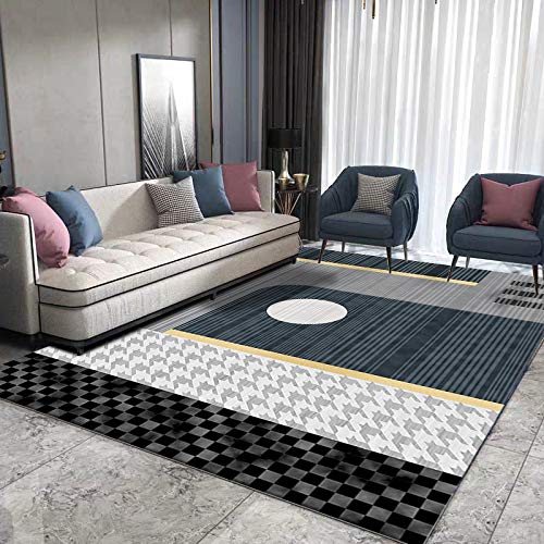 Tapis fluffy et doux 200x290 cm grand tapis géométrique lavable pour la maison