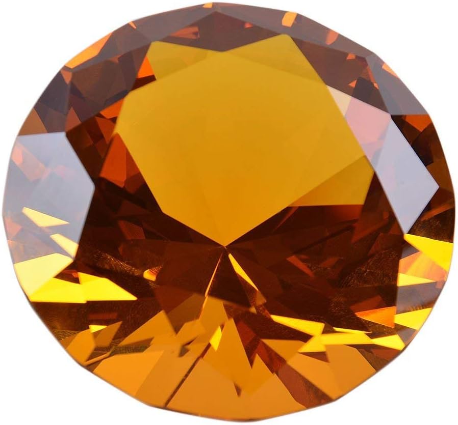 LONGWIN 100mm(3.9") W Crystal Diamond Paperweight Ornament Home Venue Decorations Solid Color Amber