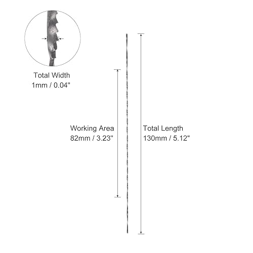 Miniatura 2 de 5 hojas de sierra de desplazamiento de 0.039 in de ancho, acero de alto carbono, aserrado curvado con dientes en espiral para corte de plástico de