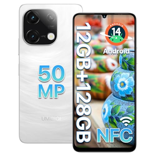 UMIDIGI G9C NFC Smartphone Ohne Vertrag Android 14-12(6+6) GB+128GB 50MP Kamera Handy 6,75 Zoll 90Hz Display,5000mAh,2,2GHz Prozessor,4G Dual-SIM,Inklusive Ladegerät,Bluetooth 5,4/Face ID/GPS-Weiß