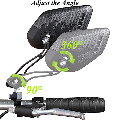 Bike Mirrors,360°Rotation Back Safe Rearview Mirror Handlebar Wide Angle Bicycle Mirror With 2 Free Tools Snake Pattern Black #TOP3
