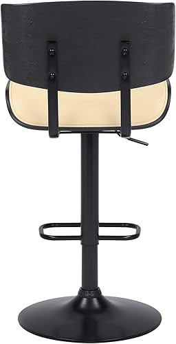 Miniatura 7 de Armen Living Brooklyn Taburete giratorio ajustable de piel sintética y madera negra con base negra