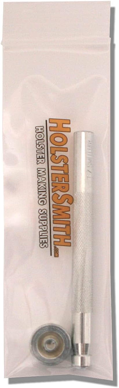 Eyelet Hand Setter & Eyelet Combo Kit - Includes (1)(#8 Hand Setter) + (100)(#8-9 Black Eyelets) - for DIY Kydex & Leather Holster Making, Upholstery, and Apparel Binding