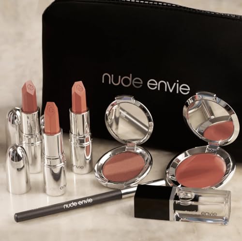Nude Envie - The Ultimate Love Collection - Makeup Gift Set - Lip Liner, Lipsticks, Lip Glosses, Eye Shadow & Makeup Bag - Luxury Makeup Kit - Easy Application - Vegan, Paraben & Cruelty-Free