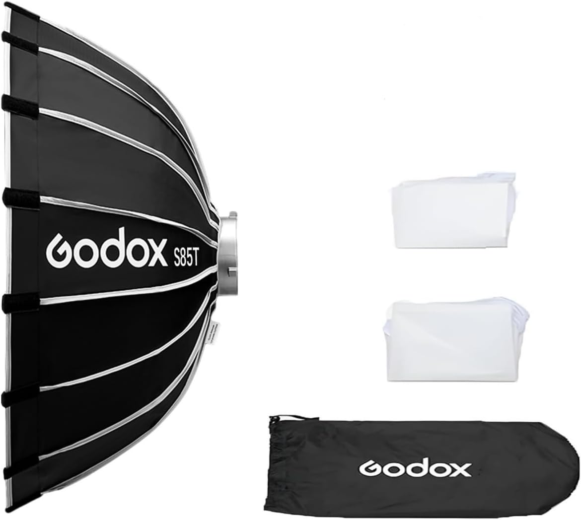 Godox S85T Softbox 85cm/33.5in Foldable Quick Release Umbrella Softbox with Standard Bowen Mount & Diffusers for Studio Portrait Live Stream Photography