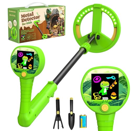 Metal Detector for Kids Intuitive Color LCD Display 17cm Glowing LED Coil Kid-Safe Lightweight with Adjustable Handle & 10cm Precision Deepth Perfect Educational Gift for Kids Ages 3-12