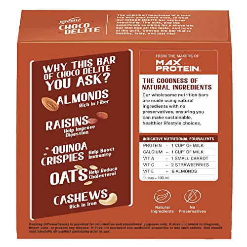 Image of RiteBite Choco Delite Energy Snack Bar with Oats, Almonds & Dark Chocolate 480g - Pack of 12