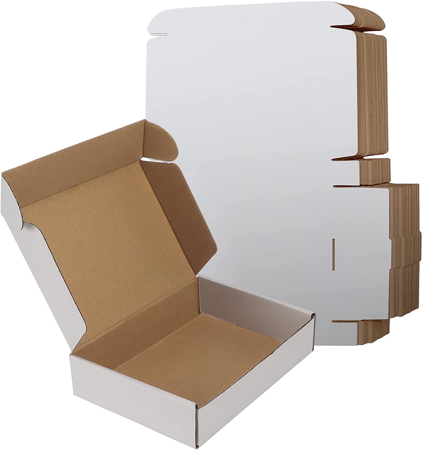Foglish Brown 10" Square Pizza Box Shipping Postal Boxes Takeaway Style - White (10)