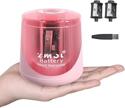 ZMOL Battery Powered Electric Pencil Sharpener,Small Battery Operated Pencil Sharpeners Portable,Fast Sharpen, Suitable for No.2/Colored Pencils(6-8mm), School/Classroom/Office/Home