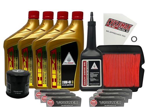 Cyclemax Semi Synthetic Full Service Kit compatible with 2006-2017 Honda Goldwing GL 1800 GL1800 with Spark Plugs and Shaft Drive Oil