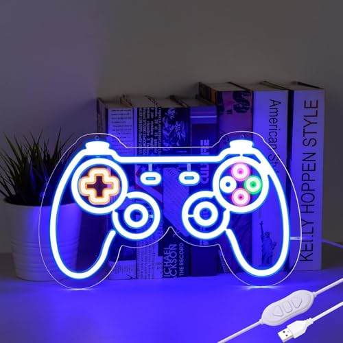 Gamer Neon Sign, Blue led neon lights with USB and Dimmer switch for boys room decor,Gaming neon sign for bedroom,man cave,wall decor,gamer decor