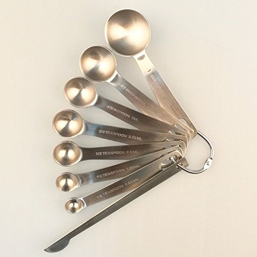Measuring Spoons, Stainless Steel Measuring Spoons Set of 7 for Measuring Dry and Liquid Ingredients with Measuring Leveler, Stainless Steel Measure Spoons for baking and cooking