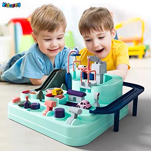 Image of Kidology Mechanical Car Race Tracks Toy for Kids 2+ Years | 3 Car Adventure Toy for Boys & Girls | Playset City Rescue Toddlers Toy | Pre Educational Learning Toy Puzzle for Gifting