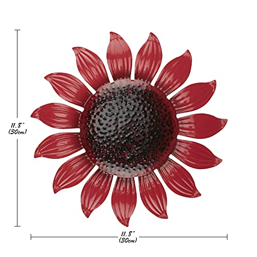 Clever Garden Metal Sunflower Wall Décor 1 Pack, Hanging Plaque Outdoor And Indoor Home Decoration, Red #TOP1