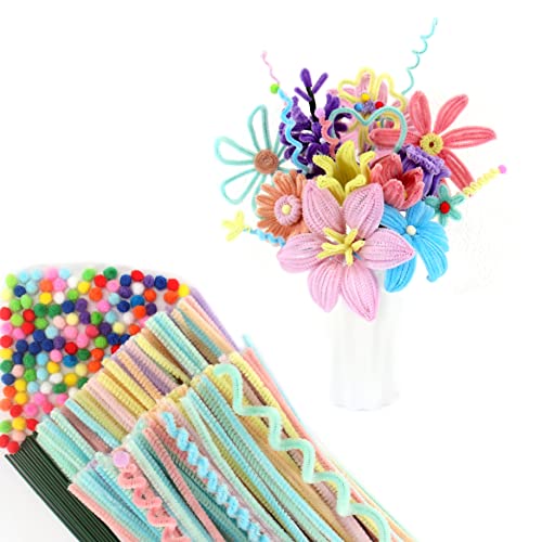 leyun Das perfekte Geschenk für jeden Anlass - 200 Pfeifenputzer, 90 Plüschbälle & 20 grüne Blumenstängel als Pfeifenreiniger, ideal für Weihnachten, Geburtstage, Muttertag und Valentinstag! Cover