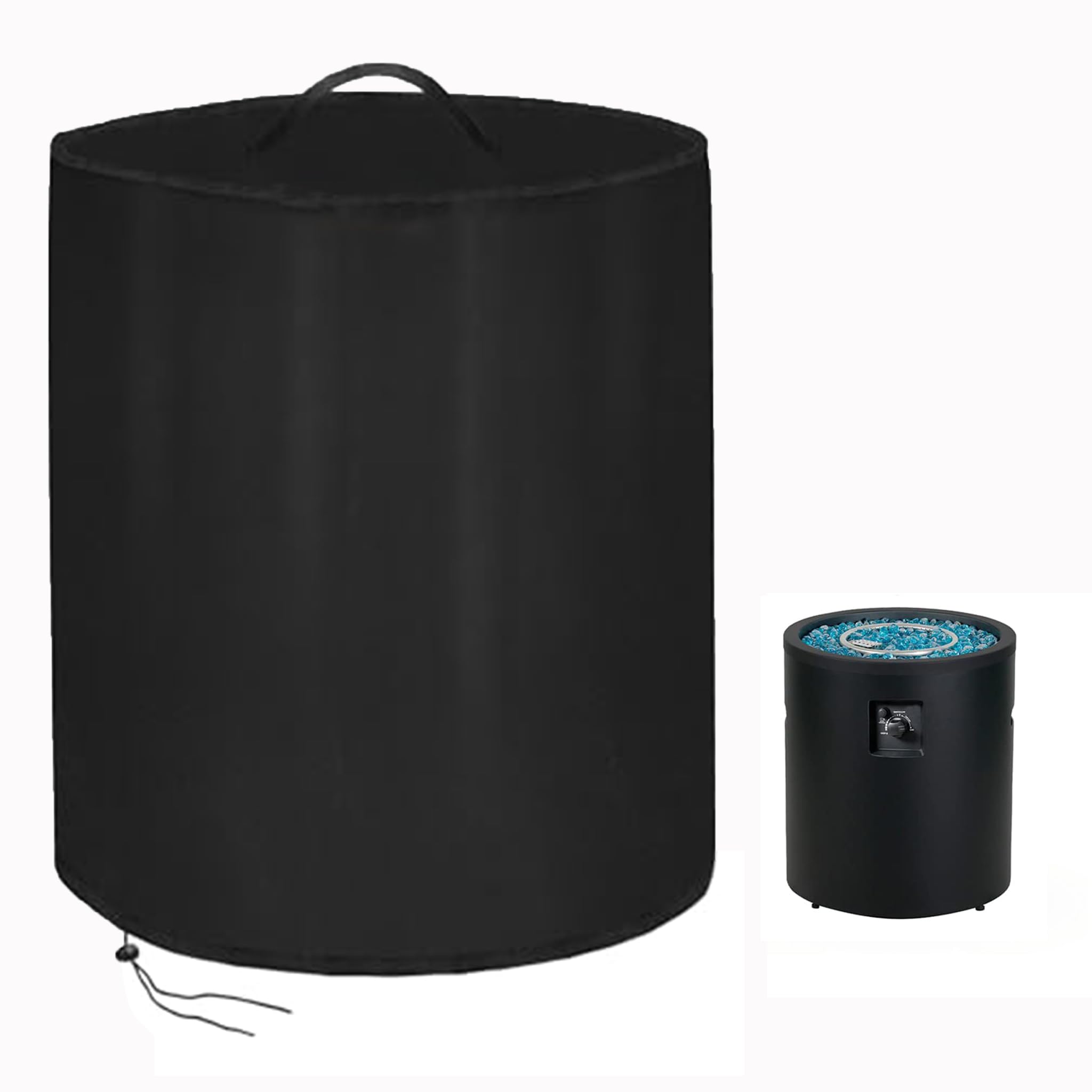 POMER Fire Column Cover, 24inch Round Fire Pit Covers Column Fire Bowl Waterproof Propane Gas Fire Pit Cover - 24" D x 27" H