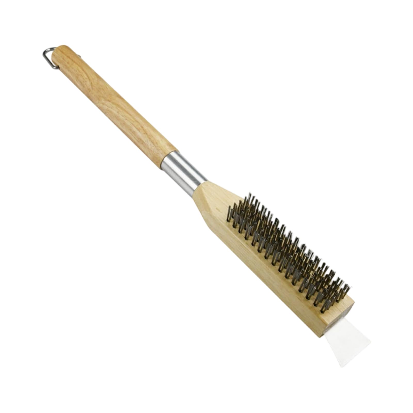 Xjdzineq Ergonomic Wood Handle Pizza Scrubber Oven Brush with Detachable Steel Bristles with Scraper for Efficient Cleaning Detachable Brush with Wooden Handle