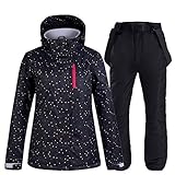 Material: Damen-Skianzüge bestehen aus 100% wasserdichtem und kältebeständigem Polyesterfasergewebe, das Wind und Schnee widerstehen kann, atmungsaktiv und wasserdicht ist und eine gute Abriebfestigkeit aufweist, gefüllt mit Weltraumbaumwolle, dick und warm