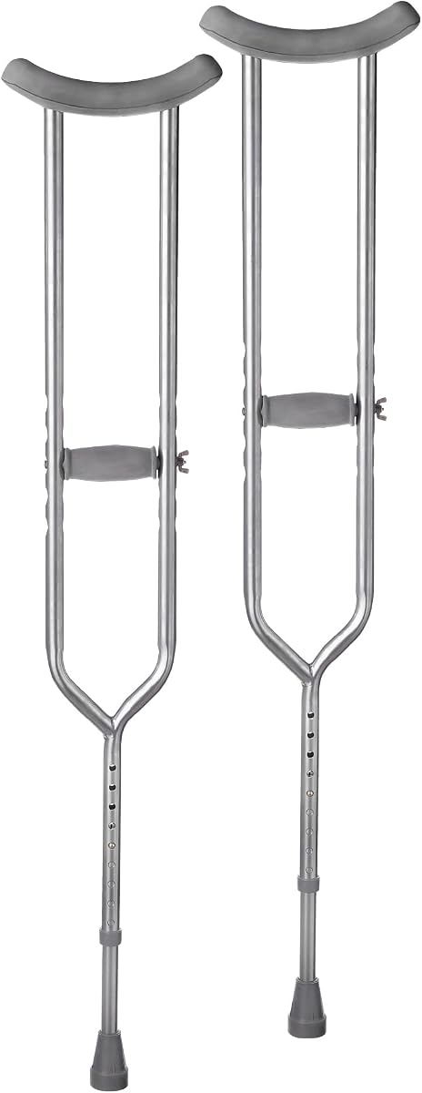 Muletas bariátricas con botón pulsador de acero Medline para adultos altos, capacidad de peso de 650 lb, ayuda de movilidad ajustable y resistente, 1 par