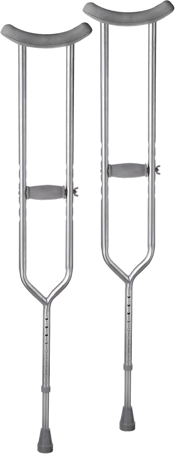Medline Steel Push-Button Bariatric Crutches for Tall Adults - 650 lb. Weight Capacity, Adjustable, Heavy Duty Mobility Aid, 1 Pair