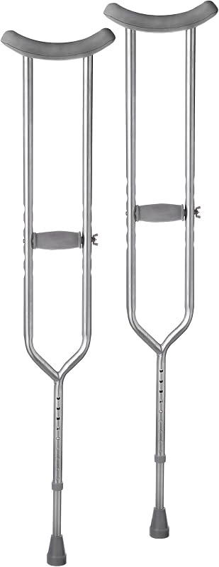 Muletas bariátricas con botón pulsador de acero Medline para adultos altos, capacidad de peso de 650 lb, ayuda de movilidad ajustable y resistente, 1 par