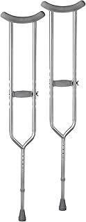 Medline Steel Push-Button Bariatric Crutches for Tall Adults - 650 lb. Weight Capacity, Adjustable, Heavy Duty Mobility Aid, 1 Pair