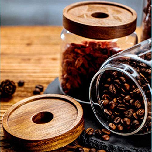 Keledz Glass Storage Jar With Wood Lids, Airtight Sealed Clear Borosilicate Glass Canister Kitchen Food Storage Containers For Coffee Beans Loose Tea Nuts Sugar Candy Spice, 450Ml 16 Oz (450Ml 16 Oz) #TOP6