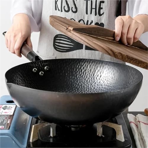 Wok Pan de Acero Carbono 32 cm con Tapa de Madera miniatura 3