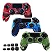 Skin Compatible for PS4 Controller Grips Cover Pandaren Studded Anti-Slip Silicone Sleeve for PS4 /Slim/PRO Controller(Controller Skin x 3 + FPS PRO Thumb Grips x 8)(CamouRed,CamouBlue,CamouGreen)