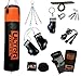 ULTRA FITNESS - Juego de saco de boxeo relleno pesado de 1,2 m o 1,5 m con gancho para el techo, negro y naranja, 4 pies