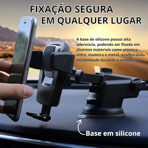 Suporte Veicular de Celular para Carro GPS Universal C/Ventosa que Gruda no Painel e Vidro do Carro