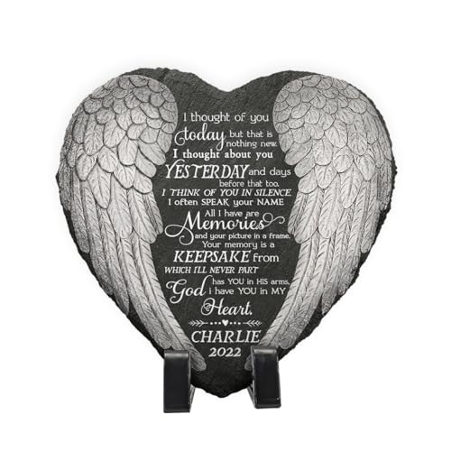 Ninety-Seven Personalized Memorial Stone | I Thought of You Today, Memorial Plaque Sympathy Gifts for Loss of Loved One, Memorial Gifts for Loss of Father, Mother, Brother Garden Slate Stone