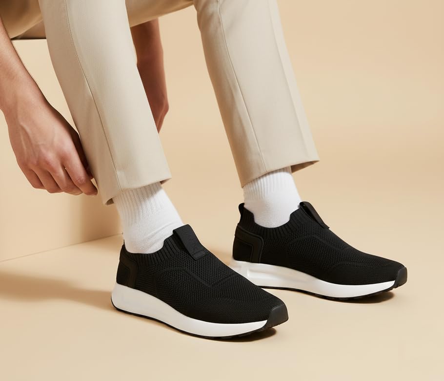 Image of HAUX Men's Slip-On Running Shoes | Lightweight Sports Sneakers with Memory Foam Cushioning | Walking, Gym, Jogging, Training | Ultra Comfort & Style