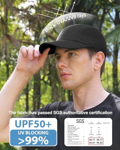 Miniatura 2 de Folding Running Man Hat,Visors Sport Cap Summer Mesh Quick-Drying Hat Women Baseball Cap Hiking Breathable Waterproof Trucker Hat With 3.54in Brim 19-24in Adjustable Unisex Hat 63g Black Qu19
