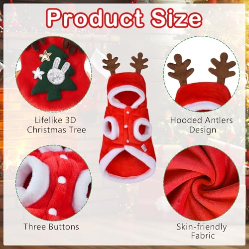 Hunde Weihnachtskostüm, Hundekostüm Weihnachten, Christbaum Hundemantel für Kleine Mittel Große Hundebekleidung Weihnachtsmütze, Weihnachtsbaum Kostüm für Hunde, Weihnachtspullover Haustier Hoodie