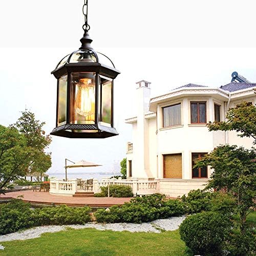 Vintage Pendant Lights Outdoor Waterproof Ceiling Lights Industrial Aluminum Glass Hanging Chandelier Lighting for Porch, Corridor, Villa, Yard, Indoor, E27, IP44 Waterproof Hanging Lantern Light(A)