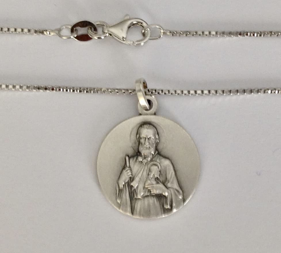Médaille Saint Jude Thaddée en argent 925 sterling chaîne de haute joaillerie chrétienne - 3