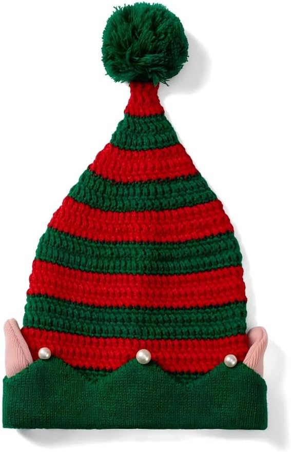 Christmas Beanie for Adults Santa Hat with Ears - Knitted Crochet Elf Cap Warm Xmas Party Hat Festival Costume Accessories for Women & Men - Image 2