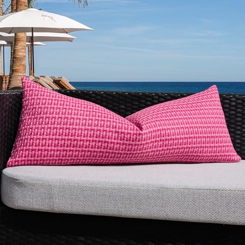 Kevin Textile Outdoor Waterproof 14"x36" Pillow Cover 1 Pack, Hot Pink