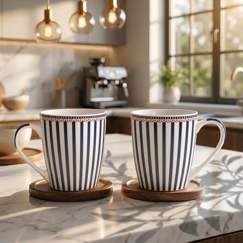 Image of UPC Premium Bone China Coffee Mug Set of 2 | Elegant Ceramic Tea & Coffee Cups for Home, Office & Cafe | Lightweight, Durable, Microwave & Dishwasher Safe Mug Set | Luxury Drinkware Collection