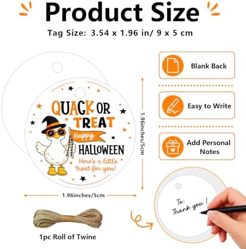 50PCS Halloween Silly Goose Thank You Tags Happy Halloween Quack or Treat Party Decorations Ghost Goose Pumpkin Gift Tags for Birthday Baby Shower Party Favors Candy Goodie Treat Bags Gifts Wrapping — 사진 2