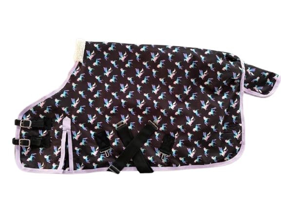 Horse Dinky 100g Turnout Rug – Limited Edition Unicorn Print | 600D Waterproof & Breathable Horse Rug | Lightweight Outdoor Winter Rug with Fill, Ripstop Fabric & Leg Straps
