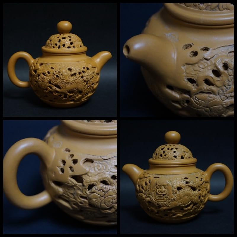 Amazon.co.jp: 【閑】煎茶道具中国宜興大唐縷空精彫在銘紫砂急須細工