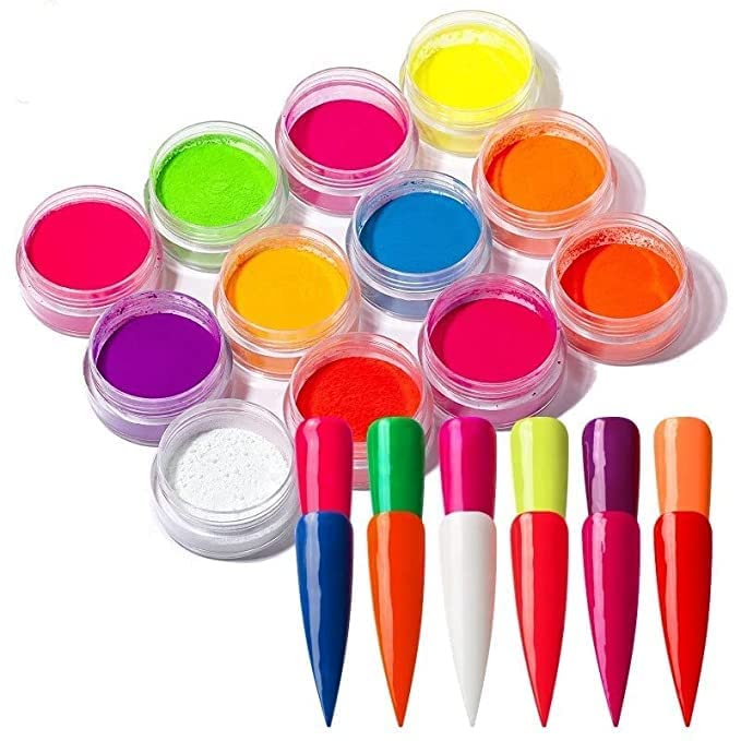 Neon Acrylic Color Set – 12 Fluorescent Pigments for Acrylic, Dip & Gel Extensions | Bright Neon Colors for DIY Manicure & Nail Art Decoration-image-40