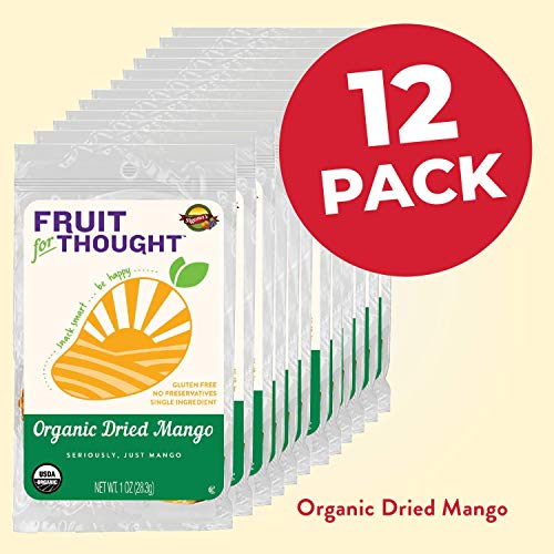 Fruit For Thought Organic Dried Mango | Dried Fruit Snack Packs Ideal For The Family | No Sugar Added | At Home, Work, Or On The Go | 1 Ounce Bags Pack Of 12 #TOP3