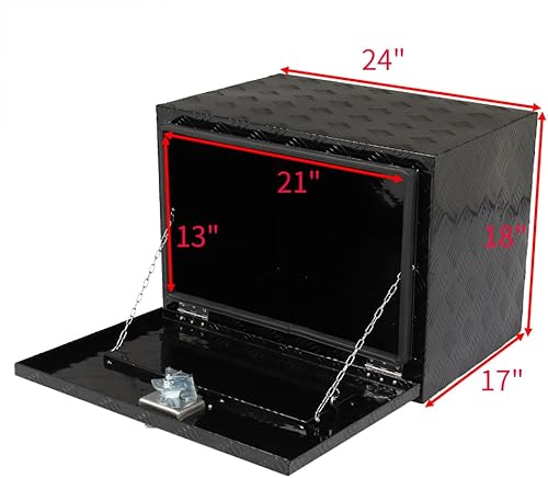 Miniatura 2 de Caja de herramientas de aluminio para camión de 24 pulgadas de largo x 18 pulgadas de alto x 17 pulgadas de ancho, con cerradura y llaves de mango